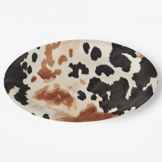 Zwart crème bruin Koeienhuid Papieren Bordje (Gekanteld)