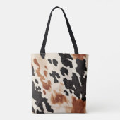 Zwart crème bruin Koeienhuid Tote Bag (Achterkant)