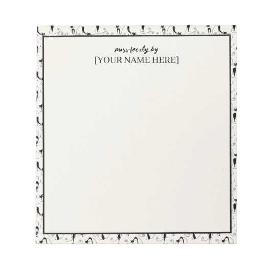 Zwart & Crème Chic Spint-fectly Cat Notitieblok (Voorkant)