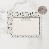 Zwart & Crème Chic Stationery Cat Notitiekaartje (Voorkant / Achterkant in situ)