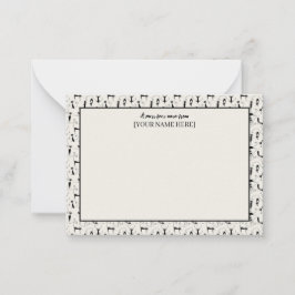 Zwart & Crème Chic Stationery Cat Notitiekaartje