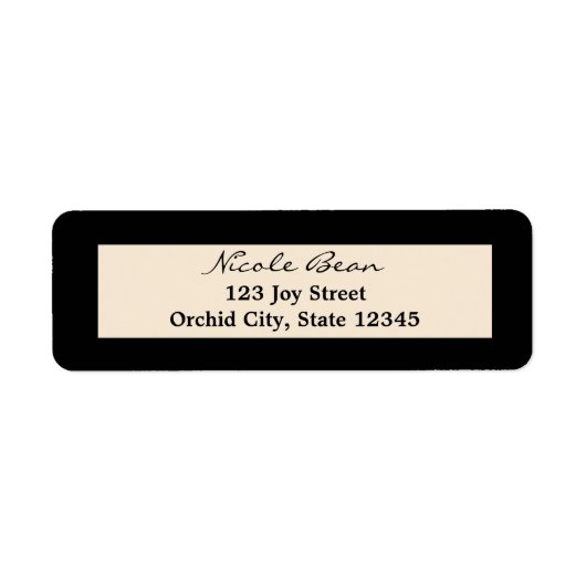 Zwart & Crème Chic Trouwadreslabels Etiket (Voorkant)