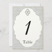  zwart crème diamant bruiloft tafel nummer kaart (Voorkant)