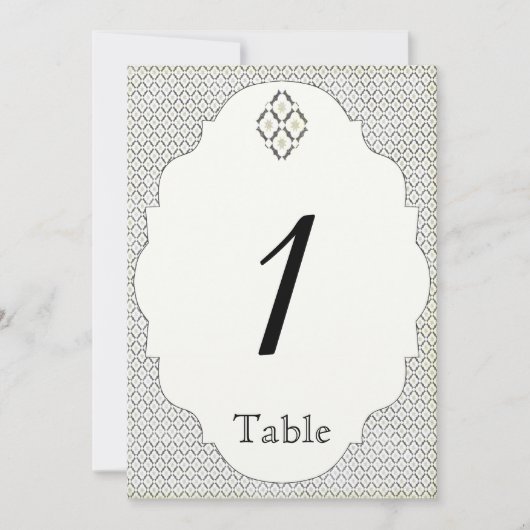 zwart crème diamant bruiloft tafel nummer kaart (Voorkant)