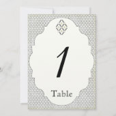  zwart crème diamant bruiloft tafel nummer kaart (Achterkant)
