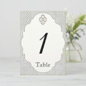  zwart crème diamant bruiloft tafel nummer kaart (Staand voorkant)