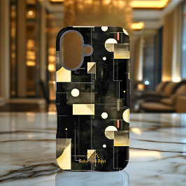 Zwart & Crème Gebalanceerd Geometrisch Kunst Phone iPhone 16 Hoesje