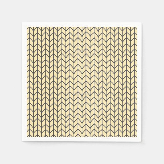 ZWART CRÈME GEBREIDE standaard cocktail papier ser Servet (Voorkant)