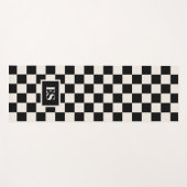 Zwart Crème Geruit Monogram Patroon Yogamat (Voorkant (horizontaal))