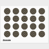 Zwart & Crème Halloween Schedels & Vleermuizen Fee Ronde Sticker (Vel)
