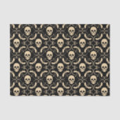 Zwart & Crème Halloween Skulls & Bats Party Tissuepapier (Voorkant)