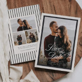 Zwart & Crème Klassieke Script Foto Bruiloft Save The Date