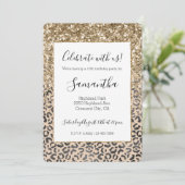 Zwart Crème Leopard Gouden Glitter Kaart (Staand voorkant)