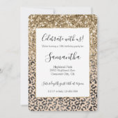 Zwart Crème Leopard Gouden Glitter Kaart (Voorkant)