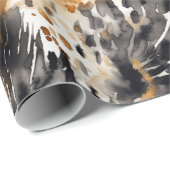 Zwart Crème Luipaard Dier Bloem Bruiloft Cadeaupapier (Rol Hoek)