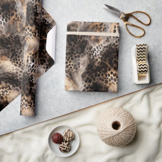 Zwart Crème Luipaard Dieren Verjaardag Cadeaupapier (Crafts)