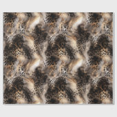 Zwart Crème Luipaard Dieren Verjaardag Cadeaupapier (Vlak)