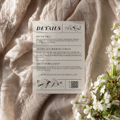 Zwart & Crème Retro Wedding Details Kaart