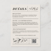 Zwart & Crème Retro Wedding Details Kaart (Voorkant)