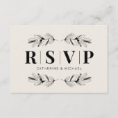 Zwart & Crème Retro Wedding QR Code RSVP Informatiekaartje (Voorkant)