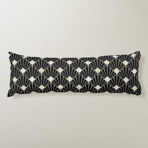 ZWART & CRÈME WIT ART DECO FAN STIJL PATROON LICHAAMSKUSSEN