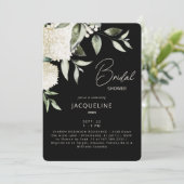 Zwart & Crème Witte Hydrangea Bruidsdouche Kaart (Staand voorkant)