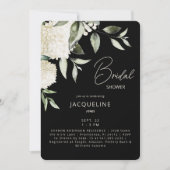 Zwart & Crème Witte Hydrangea Bruidsdouche Kaart (Voorkant)