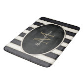 Zwart & Cresme Strepen Brons Monogram Badmat (Gekanteld)