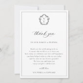  Zwart Crest Bruiloft Receptie Tafel Bedankkaart (Voorkant)