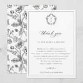  Zwart Crest Bruiloft Receptie Tafel Bedankkaart (Voorkant / Achterkant)