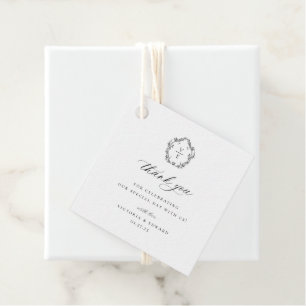 zwart crest monogram bruiloft dank u bedankjes labels