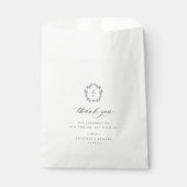  zwart crest monogram bruiloft dank u bedankzakje (Voorkant)
