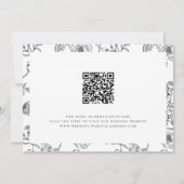 zwart crest monogram bruiloft QR-code Save The Date (Achterkant)