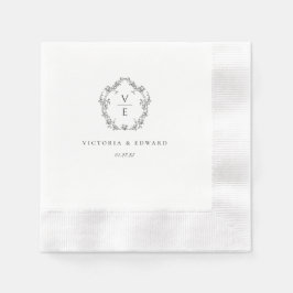  zwart crest monogram bruiloft servet