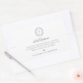 zwart crest monogram bruiloft welkom rechthoekige sticker (Envelop)