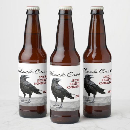 Zwart Crow dranklabel, bewerkbaar Bier Etiket (Flessen)