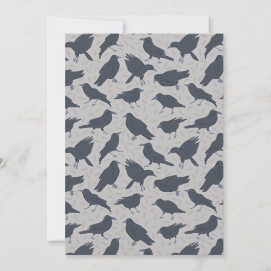 Zwart Crow Licht Grijs Custom Party Kaart (Achterkant)
