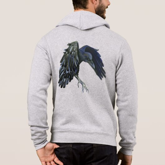Zwart Crow Master of Time Illustratie Lichtgrijs Hoodie (Achterkant)