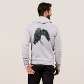 Zwart Crow Master of Time Illustratie Lichtgrijs Hoodie (Achterkant volledig)