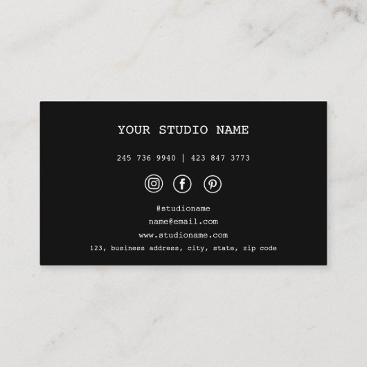 Zwart Custom 3 Fotograaf Visitekaartje (Achterkant)