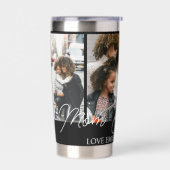 Zwart Custom 4 Foto's Collage Beste Mam Ooit Geïsoleerde Drinkbeker (Links)