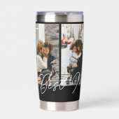 Zwart Custom 4 Foto's Collage Beste Mam Ooit Geïsoleerde Drinkbeker (Voorkant)