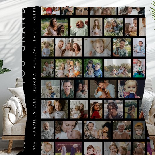 Zwart Custom 54 Foto Collage Fleece Deken