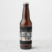 Zwart Custom 8 foto's Wedding Collage Bier Etiket (Voorkant)