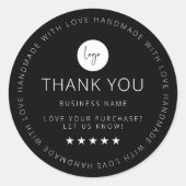 Zwart Custom Bedankt Sticker met Logo (Voorkant)