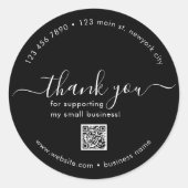 Zwart Custom Bedankt Stickers met QR-code (Voorkant)