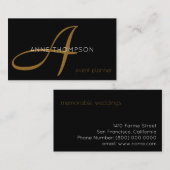 Zwart Custom Beroep (Event Planner) Stijlvol Visitekaartje (Voorkant / Achterkant)