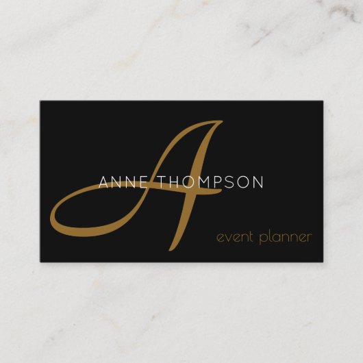 Zwart Custom Beroep (Event Planner) Stijlvol Visitekaartje (Voorkant)