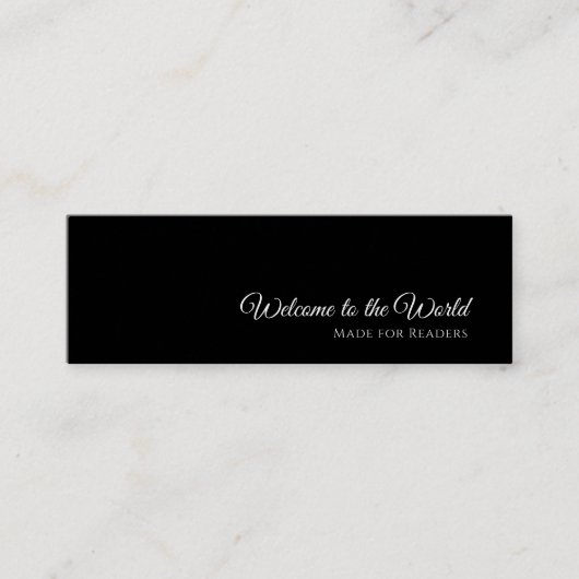 Zwart Custom Bladwijzer Kaart | Inspirerend lezer Mini Visitekaartje (Voorkant)