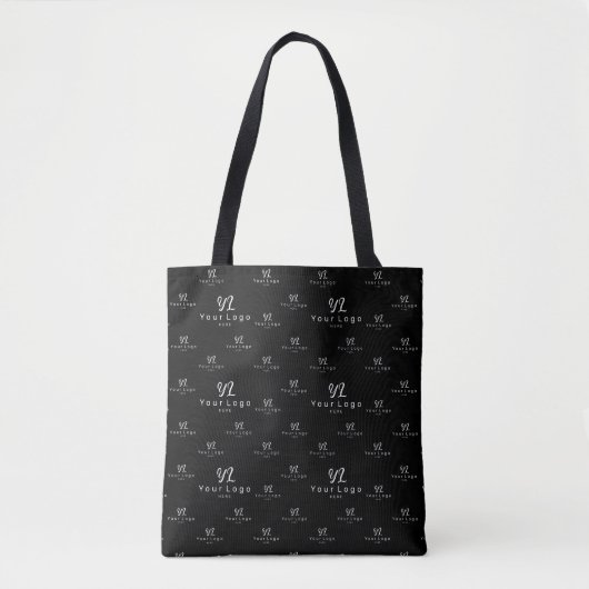 Zwart Custom Business logo patroon Branded Tote Bag (Voorkant)